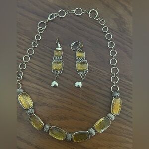 Renaissance Revival  Vintage Necklace and Clip Earrings